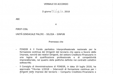 Siglato l’accordo con ABI: 12 mln € per la formazione ai dirigenti