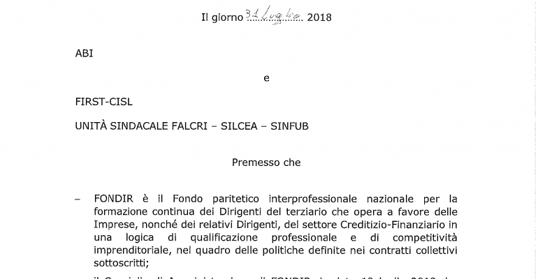 Siglato l’accordo con ABI: 12 mln € per la formazione ai dirigenti