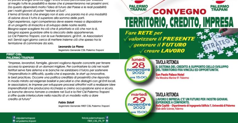 Convegno Territorio, Credito, Impresa    28-29 Novembre 2022