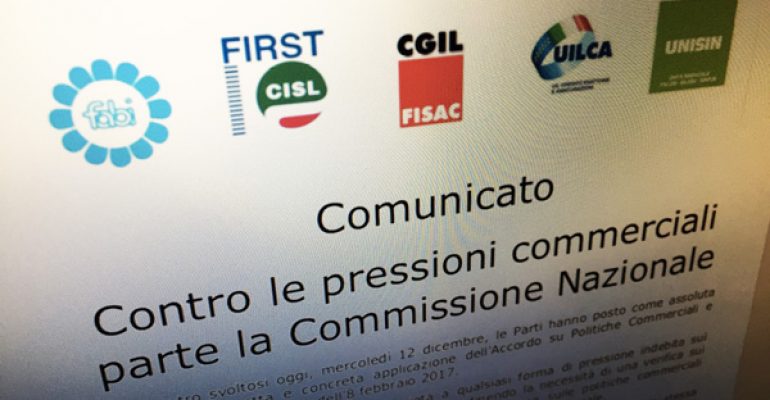 Contro pressioni commerciali parte Commissione Nazionale, comunicato unitario