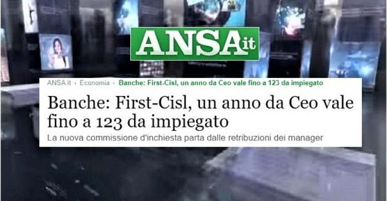 Ansa, Colombani, commissione banche parta da gap stipendio dipendenti e manager