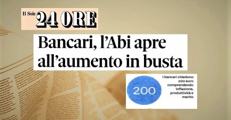 Il Sole 24 Ore, 300mila bancari in attesa del rinnovo del contratto di lavoro