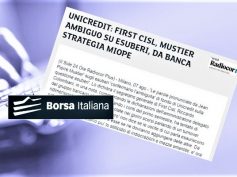 Borsa Italiana, Colombani a Mustier, su esuberi in UniCredit parlare chiaro