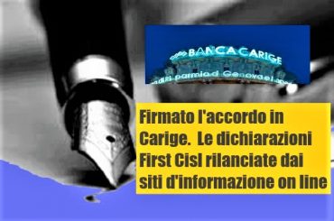 Accordo Carige in rete, First Cisl, intesa rasserena lavoratori e territorio