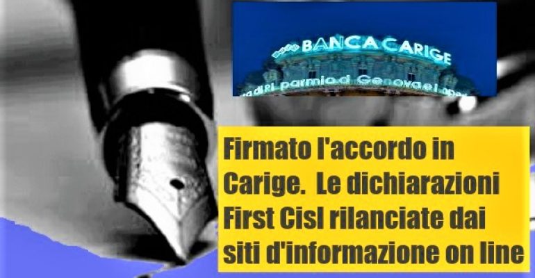 Accordo Carige in rete, First Cisl, intesa rasserena lavoratori e territorio