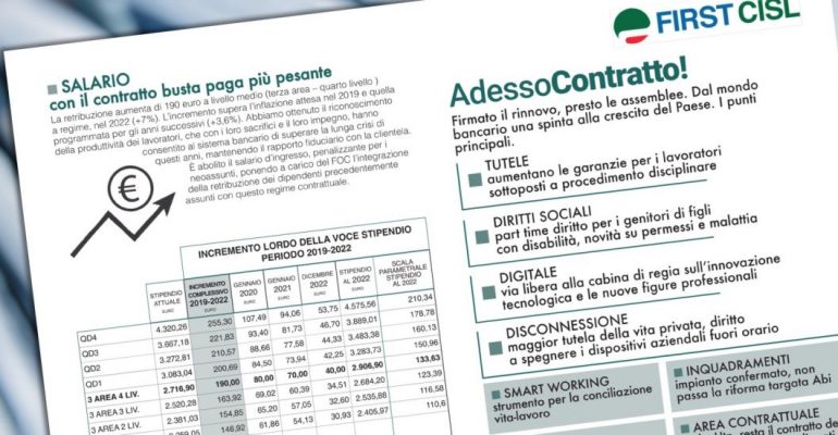 Rinnovo Contratto, l’infografica First Cisl che ne illustra i contenuti