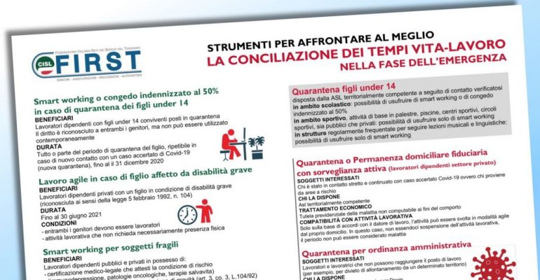 Conciliazione dei tempi vita-lavoro nell’emergenza, approfondimento First Cisl