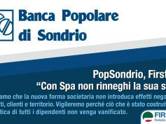 Popolare di Sondrio, First Cisl, con Spa non rinneghi la sua storia