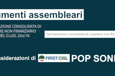 Pop Sondrio, il commento di First Cisl alla Dichiarazione di carattere non finanziario 2021