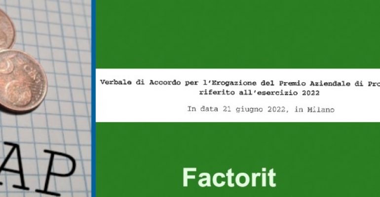 Factorit, First Cisl e le altre sigle sindacali firmano l’intesa su premio di produttività e welfare