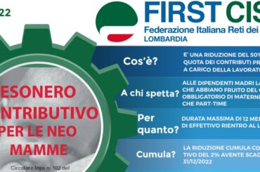 Esonero contributivo per le dipendenti neomamme, Infografica di First Cisl