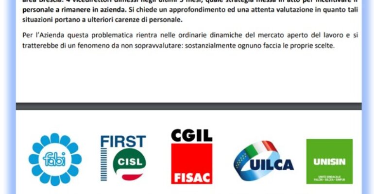 First Cisl Pop Sondrio: resoconto intermedio importante, ora motivare i dipendenti