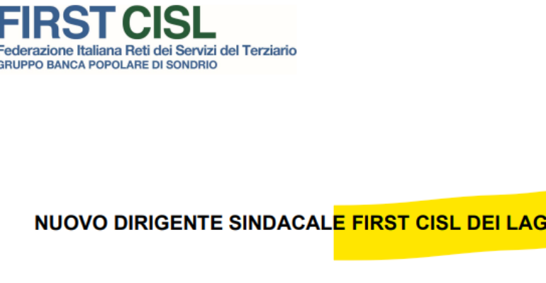 First Cisl Pop Sondrio, nuovo dirigente sindacale a Varese