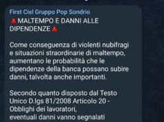 Maltempo, segnalare all’azienda immediatamente eventuali danni alle filiali