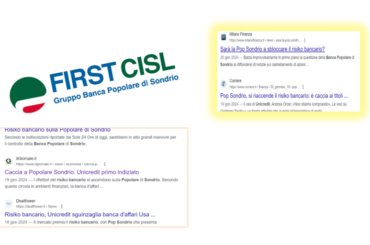 Pop Sondrio, risiko bancario, Flematti (First Cisl): sindacato unitario aziendale agisca velocemente
