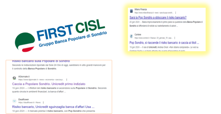 Pop Sondrio, risiko bancario, Flematti (First Cisl): sindacato unitario aziendale agisca velocemente