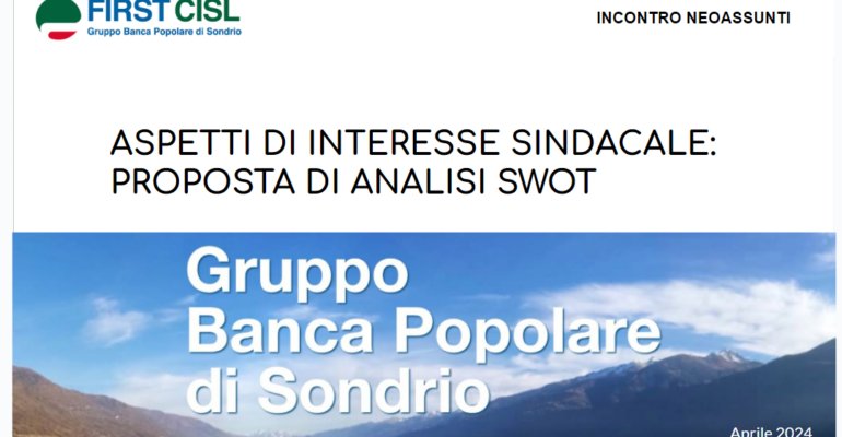 Neoassunti Pop Sondrio, First Cisl presente nel percorso professionale