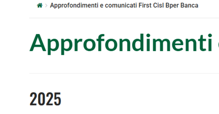 Approfondimenti utili sul sito di First Cisl Bper Banca
