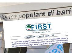 Popolare Bari, First Cisl parte civile nel processo a carico di Marco e Gianluca Iacobini