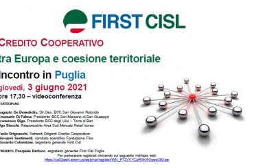 First Cisl Puglia, Credito Cooperativo fra Europa e coesione territoriale, convegno online
