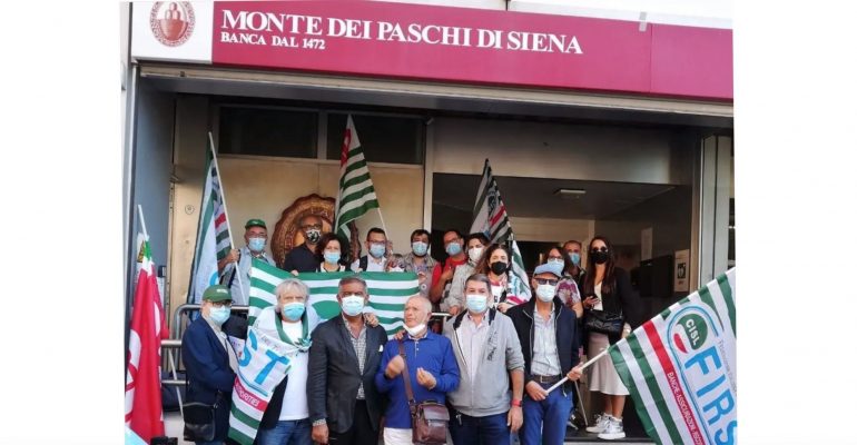 Mps mobilitazione nazionale, presidio di protesta a Bari