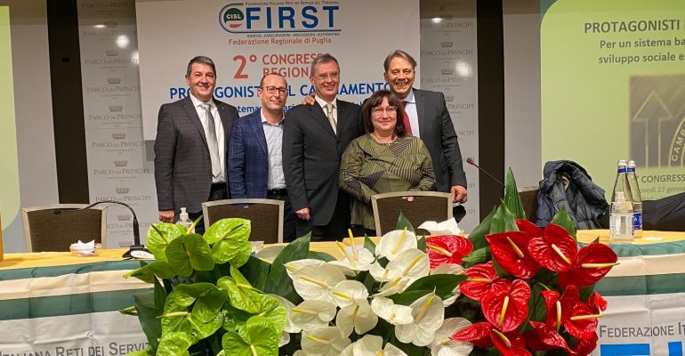 First Cisl Puglia, Pasquale Berloco confermato segretario generale, con lui Armenise, Pica, Ria e Schiraldi