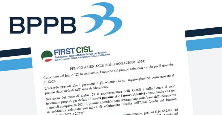 Pop Puglia e Basilicata, firmato accordo premio aziendale 2023. Giannuzzi: giusto riconoscimento ai sacrifici di colleghe e colleghi