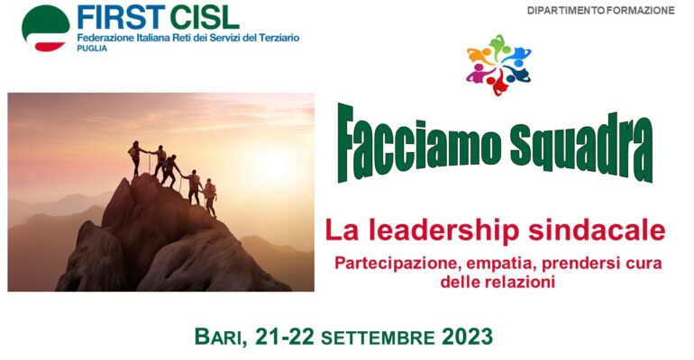 Facciamo squadra, percorso formativo per i coordinatori di zona First Cisl di Puglia