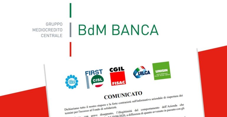 BdM Banca, modifiche unilaterali agli accordi di esodo volontario. Stella Sanseverino, First Cisl: “Pacta sunt servanda”