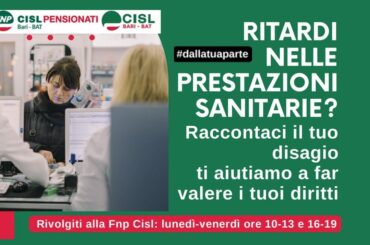 La Cisl di Bari impegnata contro le liste di attesa nella sanità pubblica regionale. Berloco, First Cisl Puglia: battaglia di civiltà