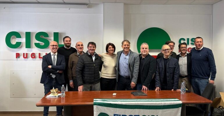 Congresso First Cisl Banca Popolare Pugliese: riconfermato Antonio Pica segretario responsabile. Con lui Mazzei, Rizzello e Lombardi