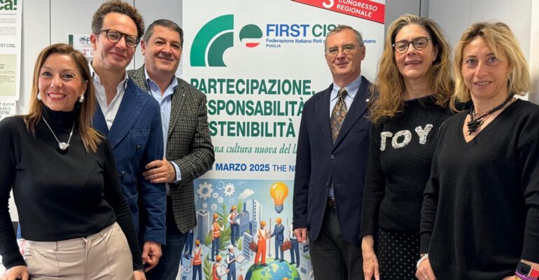 First Cisl Bari, confermato Enrico Ria Coordinatore responsabile, con lui Giurano, Masiello, Salvatori, Sciusco