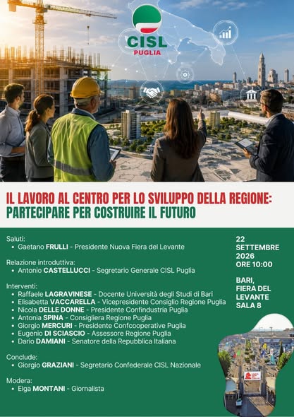 Locandina tavola rotonda Cisl Puglia
