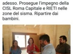 First Cisl del Lazio e di Roma e Rieti. Terromoto: ripartire dai bambini.