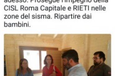 First Cisl del Lazio e di Roma e Rieti. Terromoto: ripartire dai bambini.