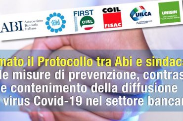 Protocollo ABI-Sindacati sulle misure di prevenzione, contrasto e contenimento della diffusione del virus Covid-19 nel settore bancario