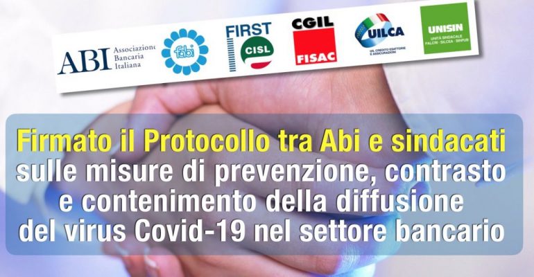 Protocollo ABI-Sindacati sulle misure di prevenzione, contrasto e contenimento della diffusione del virus Covid-19 nel settore bancario