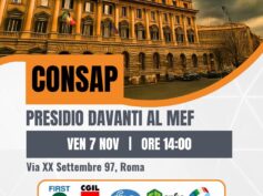 Roma, presidio delle lavoratrici e dei lavoratori CONSAP davanti al MEF