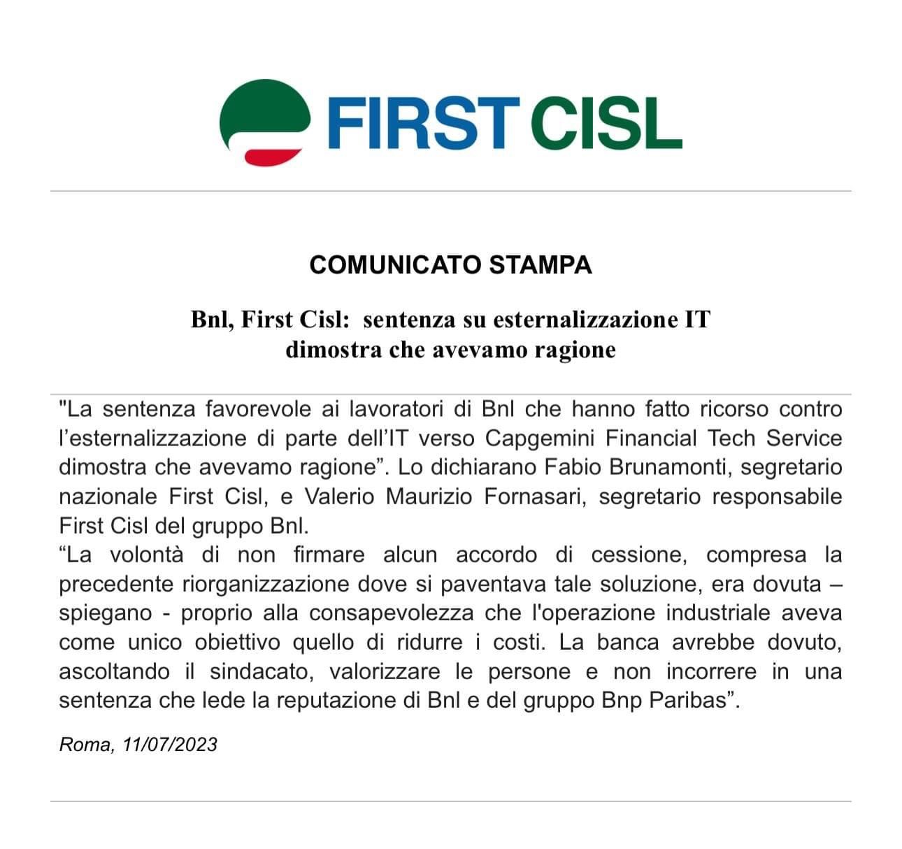 Il comunicato