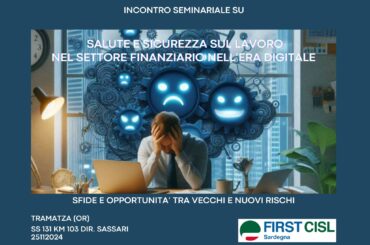 Salute e sicurezza, seminario First Cisl Sardegna per i quadri sindacali