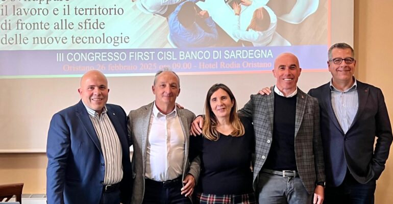 Rinnovati gli organismi First Cisl Banco di Sardegna. Fiori segretario generale, con lui Manca, Paulis, Porcu e Staffa