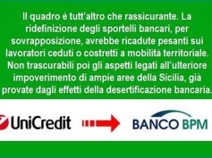 Ops UniCredit su Banco Bpm, per First Cisl Sicillia ricadute poco rassicuranti su sportelli, credito, risparmio e occupazione