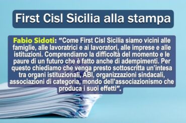 First Cisl Sicilia alla stampa regionale: devastanti gli effetti del ciclone Harry. Vicini alle popolazioni colpite sollecitiamo lo stop delle scadenze finanziarie e assicurative