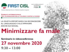 Giornata mondiale per l’eliminazione della violenza contro le donne, evento First Cisl: minimizzare fa male