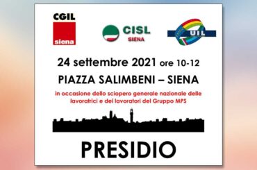 24 settembre 2021, presidio delle lavoratrici e dei lavoratori del Gruppo Mps