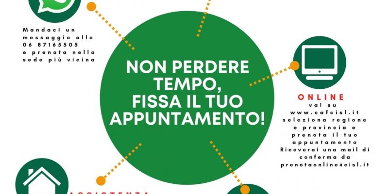 Caf Cisl, la tua dichiarazione dei redditi con un appuntamento semplice e sicuro