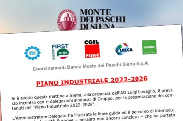 Mps, il comunicato unitario sul piano industriale 2022 – 2026