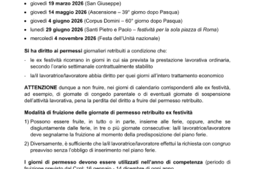 2026 Permessi ex Festività settore Riscossione Tributi