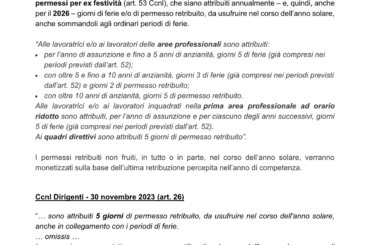 2026 Permessi ex Festività settore Credito Cooperativo