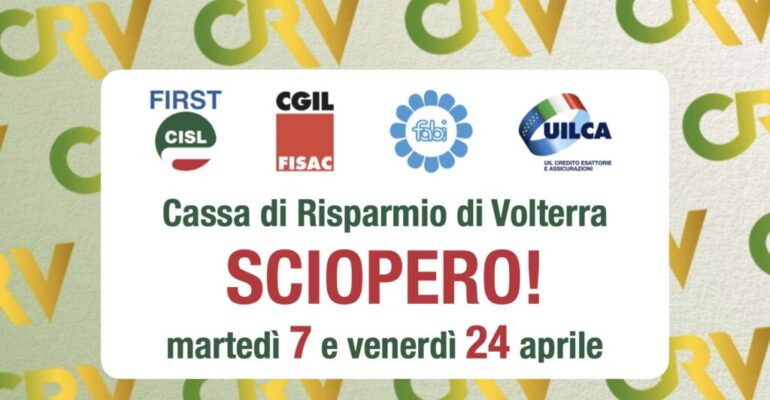 CR Volterra, sciopero martedì 7 e venerdì 24 aprile